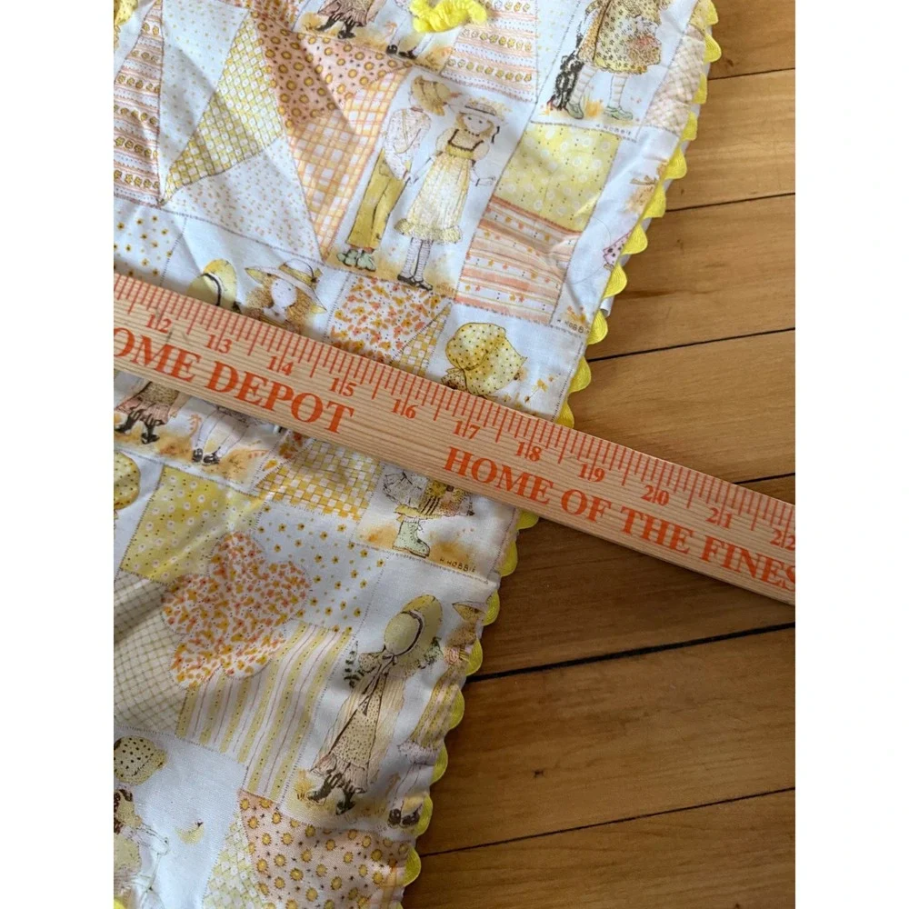 Holly Hobbie vintage handmade yellow and orange patterned changing‎ pad cover